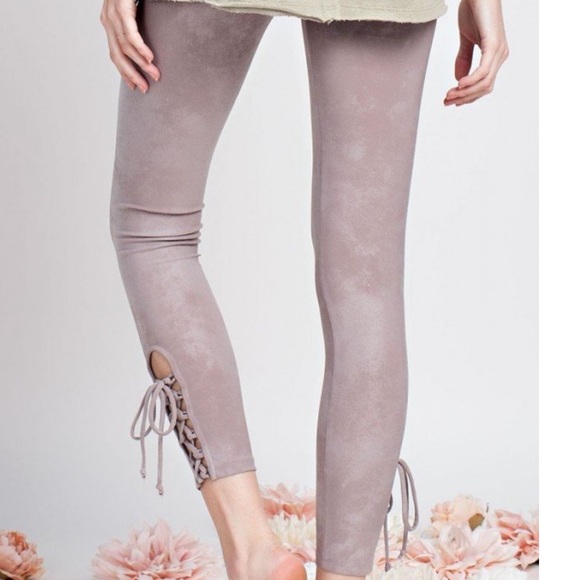 Lace Up Side Detailed Washed Out Leggings - Picture 3 of 3
